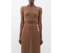Jalo Linen-gauze Halterneck Top