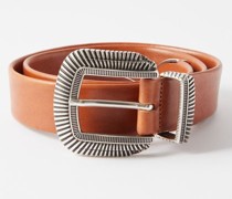 Clayton Topstitched Leather Belt