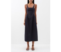 Mila Square-neck Cotton-blend Midi Dress