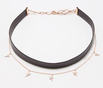 Diamond, 18kt Gold & Leather Choker Necklace