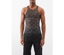 Crystal-embellished Monogram Mesh Tank Top
