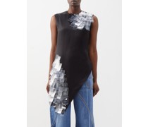 Asymmetric Sequinned Satin Top