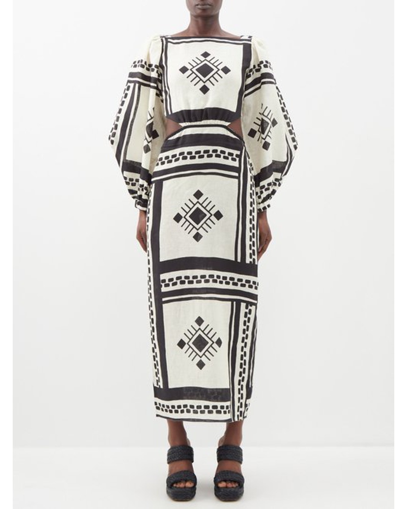 Johanna Ortiz Damen Schamama Printed Linen Dress