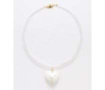 Heart Mother-of-pearl & Crystal Necklace