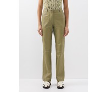 Panelled Leather Trousers