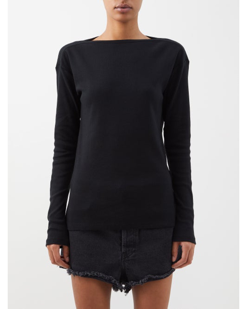 Raey Damen Kissing-edge Organic-cotton Long-sleeved T-shirt