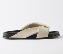 Folded Cross-strap Leather Sandals