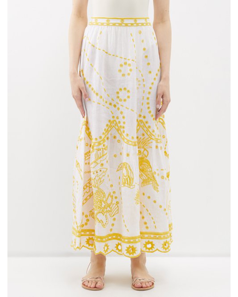 Eres Damen Ambra Embroidered Cotton Maxi Skirt