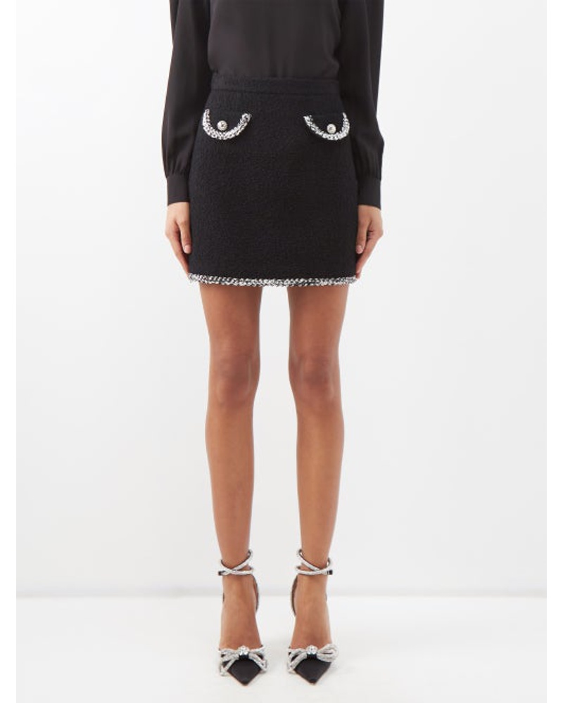 Alessandra Rich Damen Crystal-button Wool-blend Tweed Mini Skirt