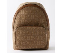 Logo-jacquard Canvas Leather-trim Backpack