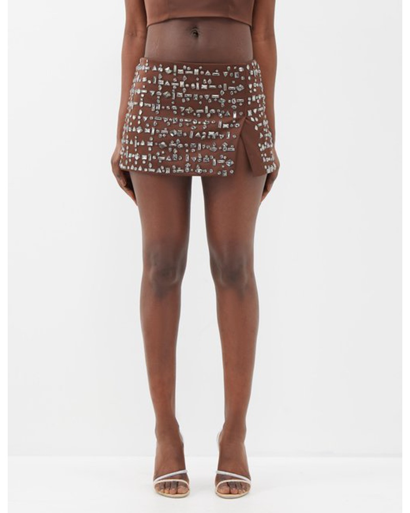 16ARLINGTON Damen Minerva Crystal-embellished Satin Mini Skirt 16ARLINGTON Damen Minerva Crystal-embellished Satin Mini Skirt