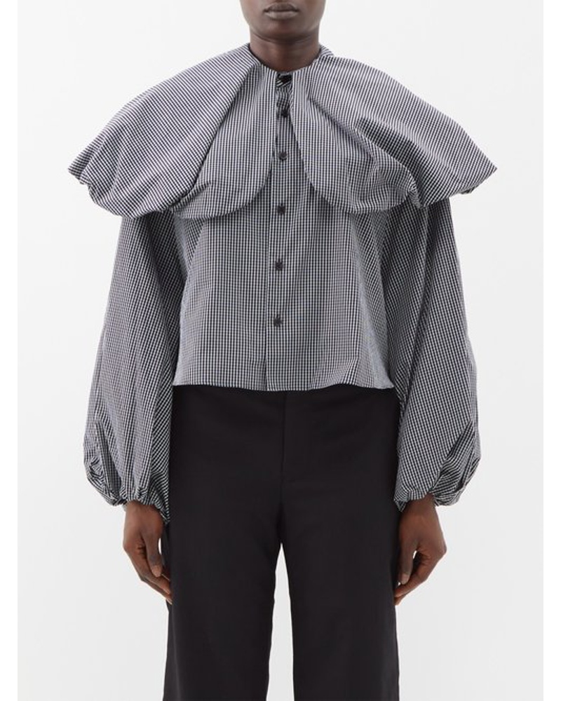 Noir Kei Ninomiya Damen Collar-overlay Checked Cotton Shirt