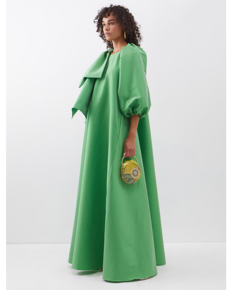 BERNADETTE Damen Victoria Cutout-shoulder Bow Taffeta Gown