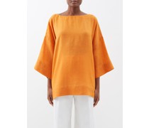 Boat-neck Linen Top