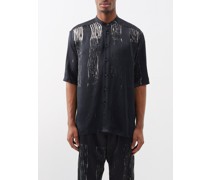 Dion Stand-collar Shibori-dyed Silk Shirt