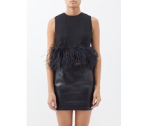 Hoku Ostrich-feather Trimmed Crop Top
