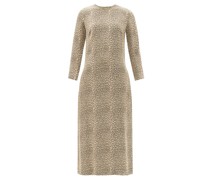 Leopard-jacquard Crepe Midi Shift Dress