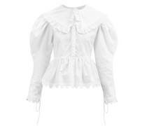 Lisi Scalloped-edge Cotton-poplin Blouse