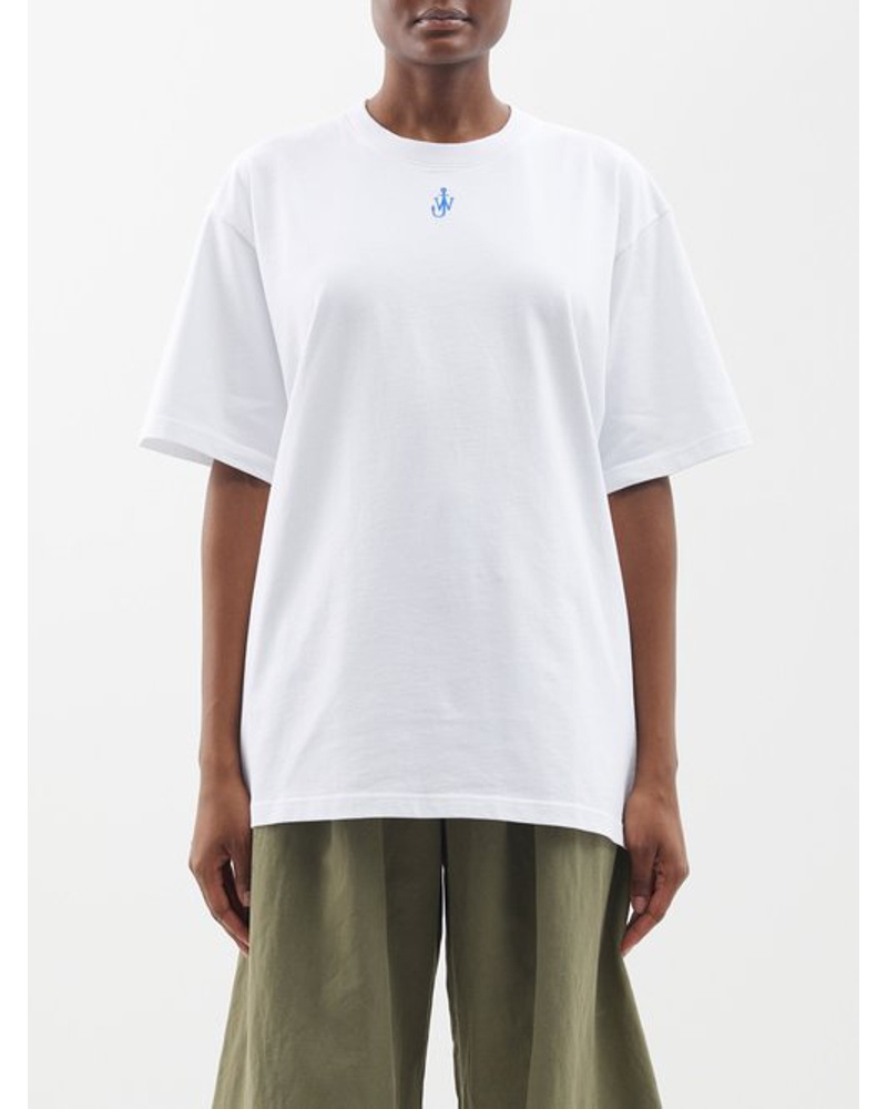 J.W.Anderson Damen Fin Logo-embroidered Jersey Oversized T-shirt