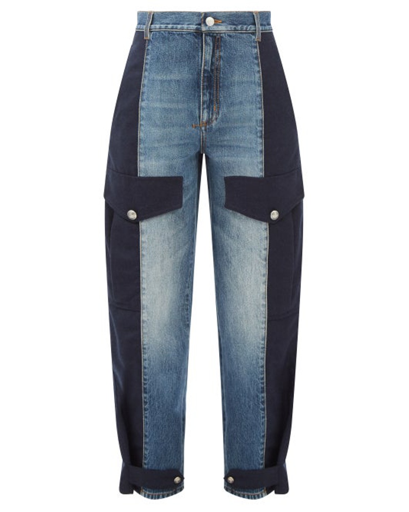 Alexander McQueen Damen Bi-colour Boyfriend Jeans