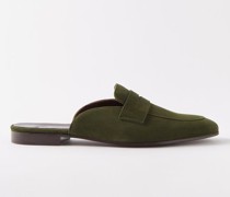 Backless Suede Penny Loafers