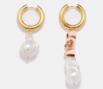 Mismatched Shell & Pearl Gold-plated Earrings