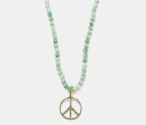 Peace Jade, Garnet & Gold Beaded Necklace