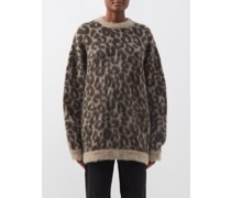 Leopard Intarsia Oversized Mohair-blend Sweater
