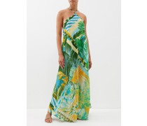 Federica Wildlife-print Cotton Halterneck Dress