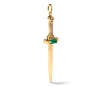 Dagger Diamond, Emerald & 14kt Gold Charm