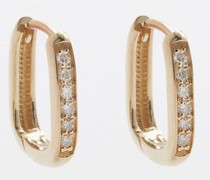 Diamond And 14k Gold Small Huggie Hoop Earrings