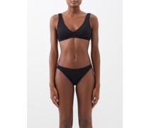 Remei V-neck Textured-jersey Bikini Top