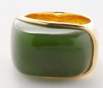 Oblong Nephrite-jade & 18kt Gold Ring