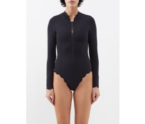 North Sea Zip-neck Scalloped Swimsuit