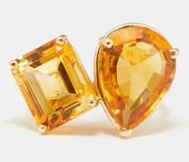 Citrine & 14kt Gold Toi Et Moi Ring