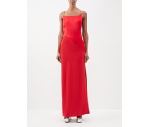 Crystal-strap Satin Gown