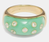 Bombae Diamond, Chrysoprase & 18kt Gold Ring
