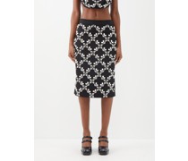 Crystal-embellished Wool-blend Midi Skirt