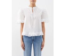 Samantha Hand-pleated Cotton-poplin Blouse