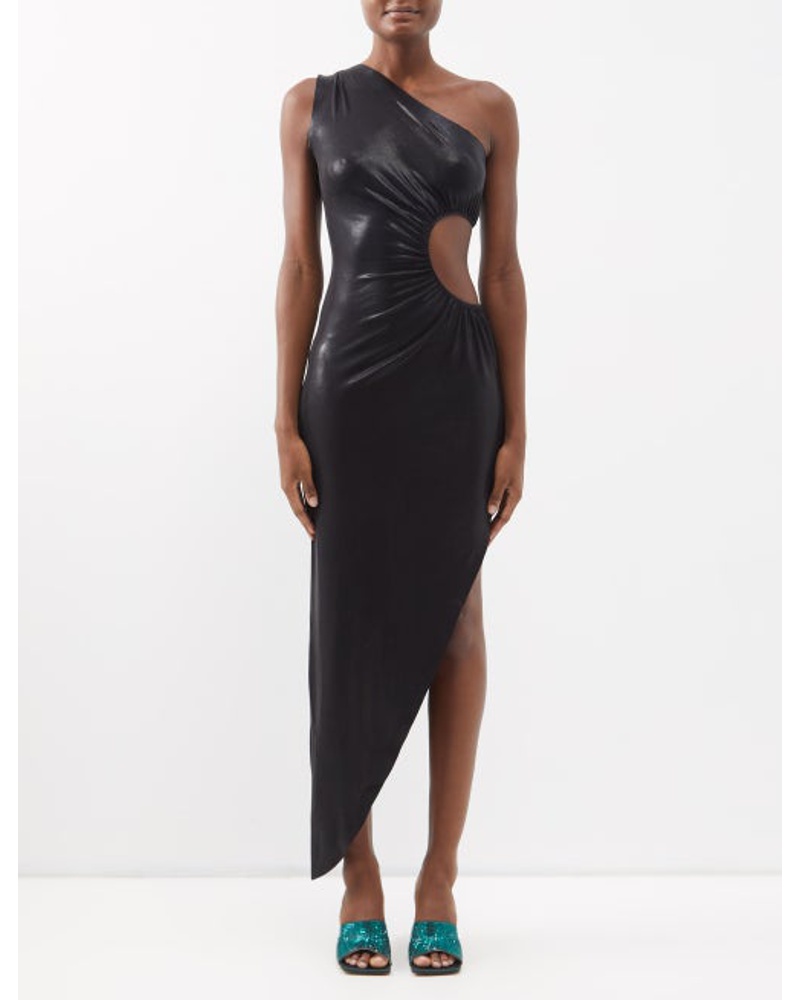 Norma Kamali Damen One-shoulder Cutout Lamé Gown