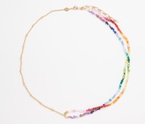 Double Rainbow Beaded 18kt Gold-plated Necklace