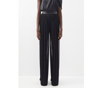 Tension Leather-trimmed Mesh Trousers