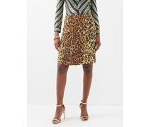 Leopard-print Sequined-georgette Knee-length Skirt