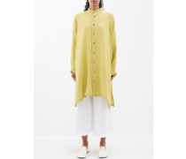 Stand-collar Handkerchief-hem Linen Shirt