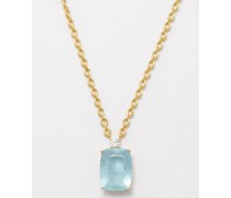 Gemmy Gem Diamond, Aquamarine & 18kt Gold Necklace