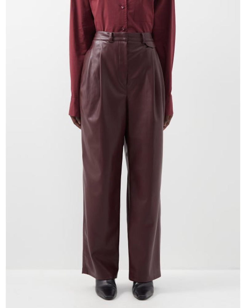 FRANKIE Shop Damen Pernille High-rise Pleated Faux-leather Trousers