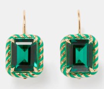 Streamer Emerald & 14kt Gold Drop Earrings