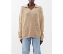 Responsible Wool Open-collar Rib Knit Rugby Jumper