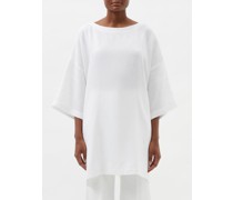 Boat-neck Linen-blend Voile T-shirt Dress