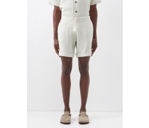 Cross-embroidered Linen-cambric Shorts